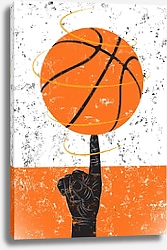Постер Баскетбольный мяч крутится на пальце