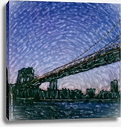 Постер Бруклинский мост на фоне вечернего неба