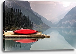 Постер Красная лодка на горном озере