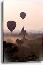 Постер Восход над храмом на равнинах Баган, Мьянма