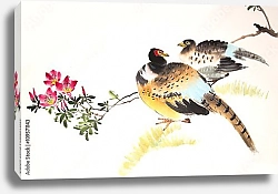 Постер Китайские птицы у цветущей ветки