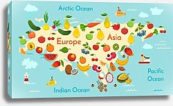 Постер Фруктовая детская карта Евразии