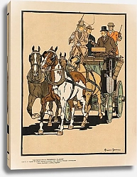 Постер Пенфилд Эдвард Four men riding on top of a carriage being drawn by four horses