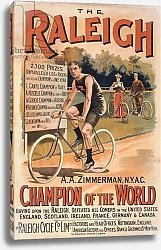 Постер Poster advertising cycles 'Raleigh' with a portrait of Arthur Augustus Zimmerman, world champion, 1893