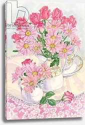 Постер Бентон Линда (совр) Roses and Chrysanthemums, 1996