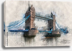 Постер Винтажный вид на Тауэрский мост в Лондоне