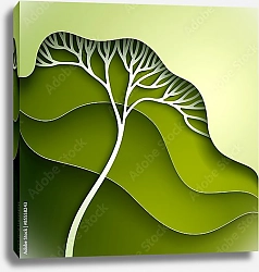 Постер Векторная иллюстрация со стилизованным зеленым деревом