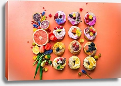 Постер Пончики с фруктами и ягодами