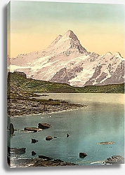 Постер Швейцария. Горное озеро Бахальпзее и гора Шрекхорн