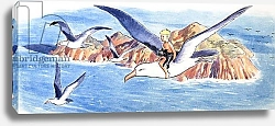 Постер Мендоза Филипп (дет) Ride on a Seagull, illustration from 'The Water Babies' by Charles Kingsley, 1965