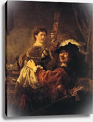 Постер Рембрандт (Rembrandt) Автопортрет с Саскией на коленях