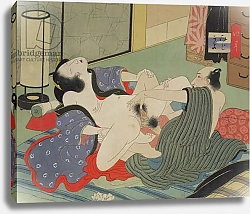 Постер Школа: Японская 19в. Couple having sex in an interior