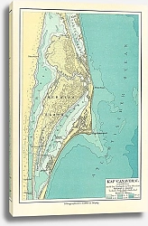 Постер Карта Атлантического побережья США в районе мыса Канаверал