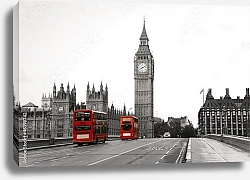 Постер Англия, Лондон. Автобусы у  Вестминстерского дворца