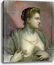 Постер Тинторетто Джакопо Portrait of a Woman Revealing her Breasts, c.1570