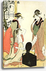 Постер Утамаро Китагава P.353-1945 Scene 6, Comparison of celebrated beauties and the loyal league, c.1797