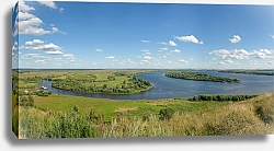 Постер Россия, кама. Панорамный пейзаж с высокого берега