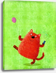 Постер Сикорский Андрей (совр) Красный кот с воздушнам шаром и телефоном