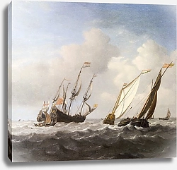 Постер Вельде Вильям Голландский корабль, яхта и малые лодки в бриз