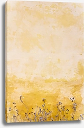 Постер Сухие цветы у желтой стены