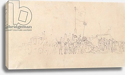 Постер Гилпин Соури (лошади) A Gathering of horsemen with coach, tents and flags