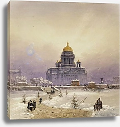 Постер Вайс Иоганн Зимний пейзаж с Исаакиевским собором