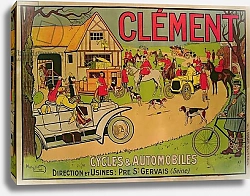 Постер Школа: Французская Poster advertising 'Cycles & motorcars Clement', Pre Saint-Gervais, 1906