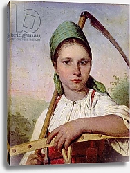 Постер Венецианов Алексей Peasant Woman with a Scythe and Rake, c.1825