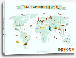 Постер Карта мира. Путешествия и туризм