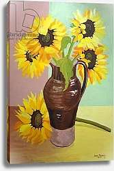 Постер Фивси Джоан (совр) Five Sunflowers in a Tall Brown Jug,2007