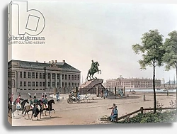 Постер Морнай (19в) View of the Place of Peter the Great and the Senate House at St. Petersburg, illustration for May from 'A Year in St. Petersburg' etched by John H. Clark, coloured by M. Dubourg, pub. 1815 in London by Edward Orme