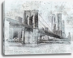 Постер Нью-Йоркский мост и газетные статьи