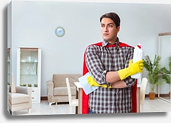 Постер Супергерой-уборщик работает на дому