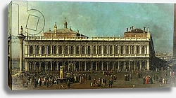 Постер Каналетто (Giovanni Antonio Canal) The Library and the Piazzetta, Venice, Looking West with Numerous Figures and a Puppet Show, c.1740