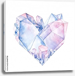 Постер Акварельное хрустальное сердце