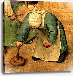 Постер Брейгель Питер Старший Children's Games: detail of a girl playing with a spinning top, 1560