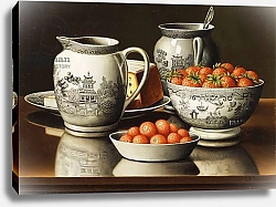 Постер Прентис Леви Still Life with Porcelain and Strawberries,