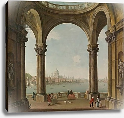 Постер Джоли Антонио Capriccio with St. Paul's and Old London Bridge, c.1744-48