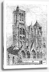 Постер Bourges Cathedral, in Bourges, France vintage engraving