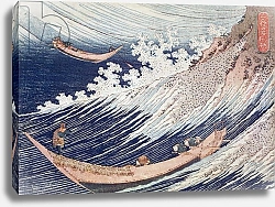 Постер Хокусай Кацушика Two Small Fishing Boats on the Sea