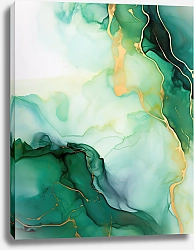 Постер Abstract green with gold ink art 9