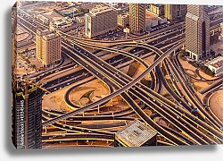 Постер Дубай, ОАЭ. Sunset roads from above