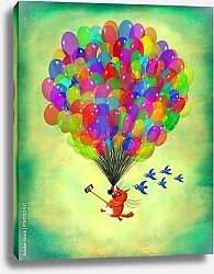 Постер Сикорский Андрей (совр) Кот на воздушных шариках