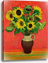 Постер Морокко Альберто (совр) Sunflowers on a Red Background