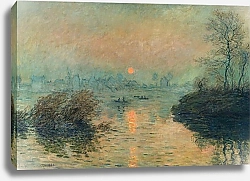 Постер Моне Клод (Claude Monet) Закат на Сене, Зима