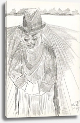 Постер Мескита Сэмюэль Man met een hoge hoed in een weiland