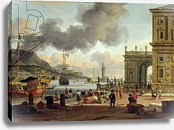 Постер Шторк Абрахам A Mediterranean Harbour Scene