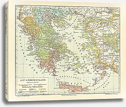 Постер Карта Греции, конец 19 в.