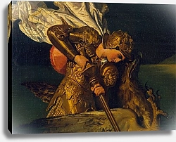 Постер Ингрес Джин Ruggiero Rescuing Angelica, detail of Ruggiero, 1819
