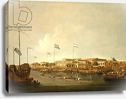 Постер Даниель Томас (грав) The Hongs at Canton from the south east, with a regatta on the Pearl river